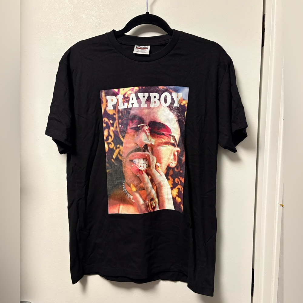 Bad Bunny playboy Black Graphic T-Shirt